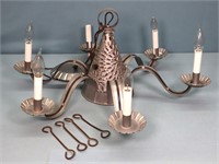 Primitive Punched Tin Chandelier