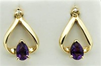 14kt Gold Amethyst & Diamond Earrings