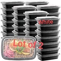 Lot of 2 50-Pack Meal Prep Plastic Microwavable Fo