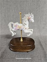 Vintage Music Box Carousel Horse on Wood base