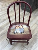 Childs wood chair Hand painted with Raggedy Ann