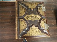 Pictorial Family Bible with ornate leather cover