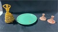 4 Pieces of Glassware - 1 Figurine, 1 Serving