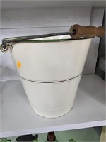 Antique enamel ware bucket 8.5" tall