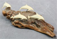 John Perry Dolphins on Driftwood Figurine