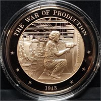 Franklin Mint 45mm Bronze US History Medal 1943