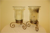 Glass globe 3 leg candle holders