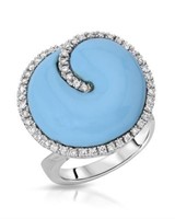 14KT White Gold 10.08ct Turquoise and Diamond Ring