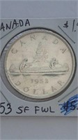 1953 Canada Silver Dollar SF FWL