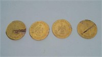 Four 1865 Mexico Gold Plated Replica Coins