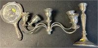 Sterling Silver Candlestick, Mirror etc