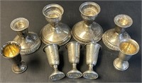 Weighted Sterling Silver Candlesticks & Cups