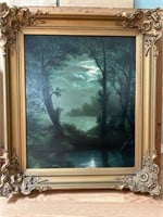 Antique Oil on Canvas Painting in Gothic Frame