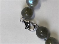 18-LS129 Collier argt stlg labradorite style perle