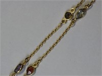 6-LS129 Collier argt stlg grenat, citrine, autre