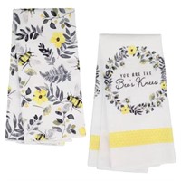 New  Bees Print Kitchen Towels, 15x25 in.
