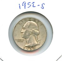 1952-S Washington Silver Quarter