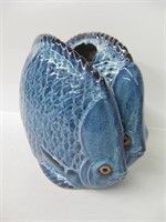 Pair Of Fish Ceramic Vase - 9.5" Tall