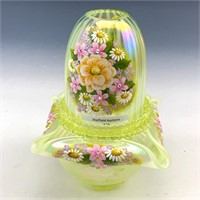 Fenton Topaz Opal Decorated Fairy Lamp