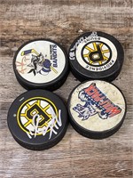 LOT of 4 Hockey Pucks 3 have Autographs NHL ?