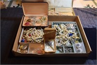 Large Box of Costume Jewelry and Pearls