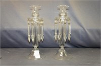 Pair Of Crystal Lusters/ Candle Sticks
