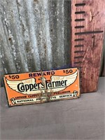 Capper's Farmer tin sign, rusted areas