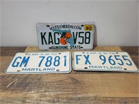 Maryland and Florida License Plates