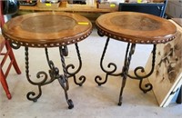 PAIR OF ROUND TOP END TABLES