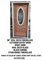 36" RH Oval Deco Fiberglass Exterior Entry Door