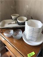 CORNING WARE DISHES , CHIP & DIP CADDY LOT