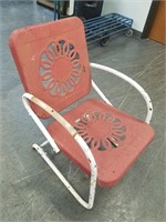 VINTAGE METAL OUTDOOR PATIO CHAIR RED