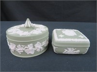 2 LIDDED WEDGWOOD TRINKET  BOXES