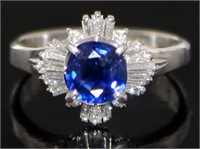 Platinum 1.41 ct Natural Sapphire & Diamond Ring