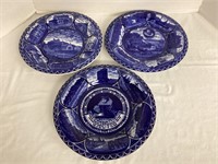 Three Antique Rowland & Marsellus Co. Blue Plates