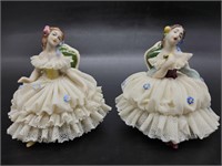 Pair of Vintage Dresden Lace Dancers from Germany