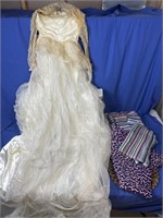 Assorted lot of wedding dress and rag rugs