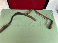 VINTAGE "WORTH" DRAW KNIFE & HAND SCYTHE W/