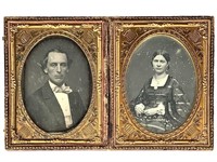 Cased Double Daguerreotype Portraits Man & Woman