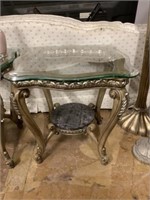 End table with glass top 26x25