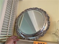 ANTIQUE BEVELED MIRRORED GLASS TRAY 16"