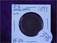 1891 C2 Small Date Large Leaves SDLL VF20