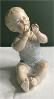 Vintage Bisque Porcelain Piano Baby Boy Figurine