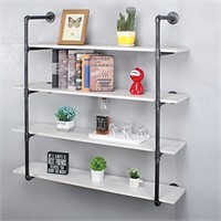48" Industrial Pipe Wall Shelf, 4-Tiers White