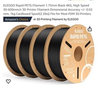 ELEGOO Rapid PETG Filament 1.75mm Black 4KG