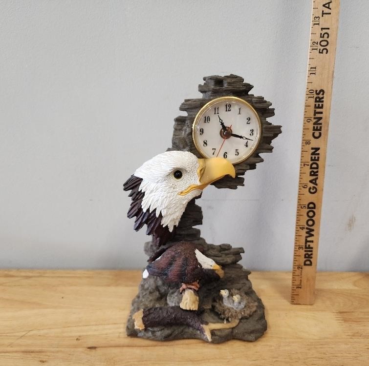 American Eagle Family Figurine Clock