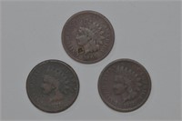 1865, 1873 and 1874 Indian Head Cents