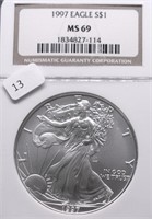 1997 NGC MS69 SILVER EAGLE