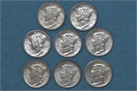 8 - Mercury Head Silver 90% Dimes