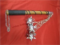 Medieval style 3 ball battle mace w/ wood handle